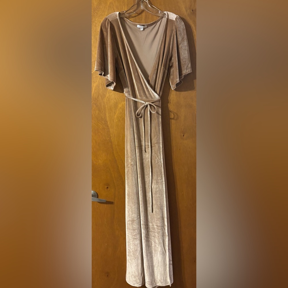 BalticBorn Velvet Wrap Maxi Dress in Champagne